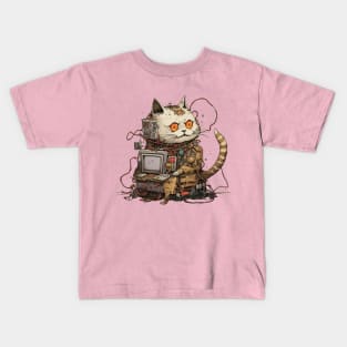 Futuristic Cyber Cat Kids T-Shirt